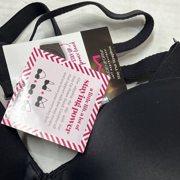 Maidenform 40D Self Expressions Stay Put Strapless Bra Black Underwire SE6990 - Picture 3 of 5